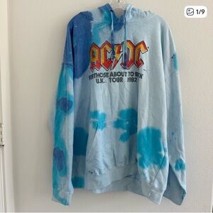 AC/DC Blue Tie-Dye Pullover Hoodie Size: XL, NWT